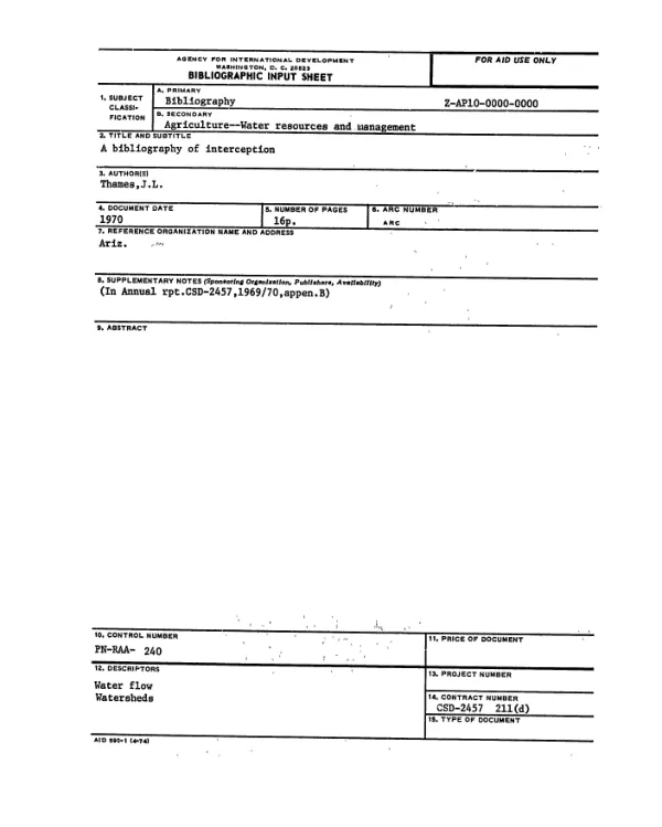 BIBLIOGRAPHY OF INTERCEPTION