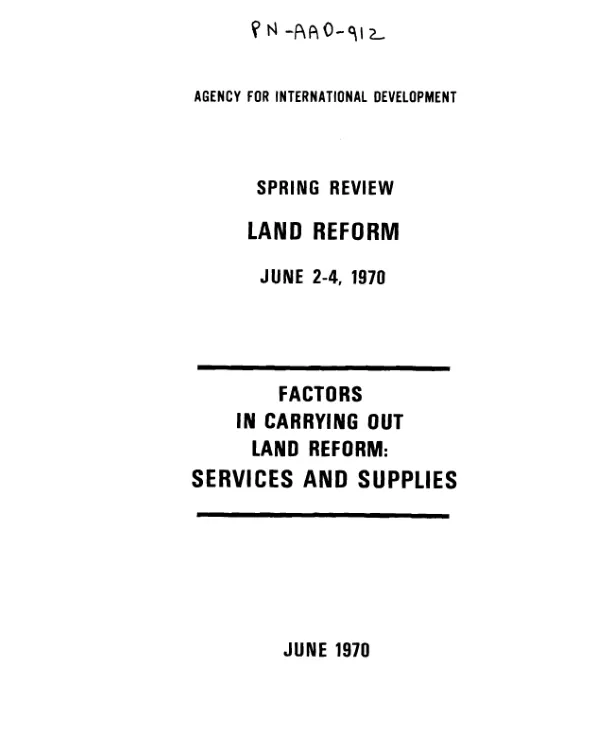 Factors in carrying out land reform services and supplies complementary to land reform