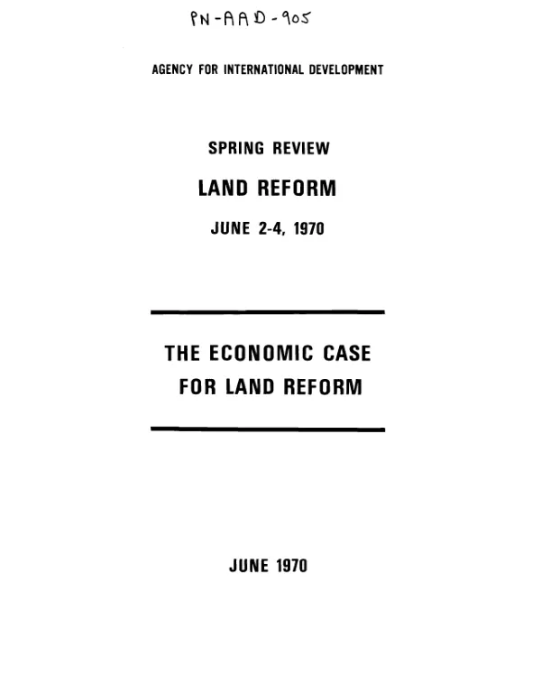 Economic case for land reform