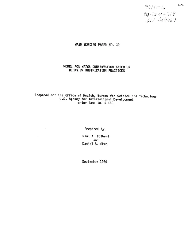 Model for water conservation based on behavior modification practices