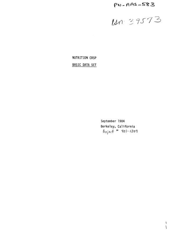Nutrition CRSP : basic data set