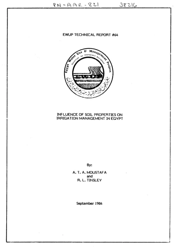 Influence of soil properties on irrigation management in Egypt