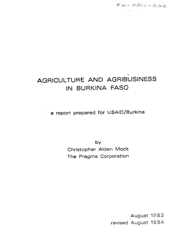 Agriculture and agribusiness in Burkina Faso