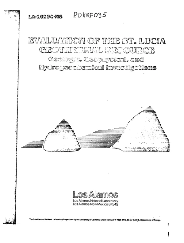 Evaluation of the St. Lucia geothermal resource : geologic, geophysical, and hydrogeochemical investigations