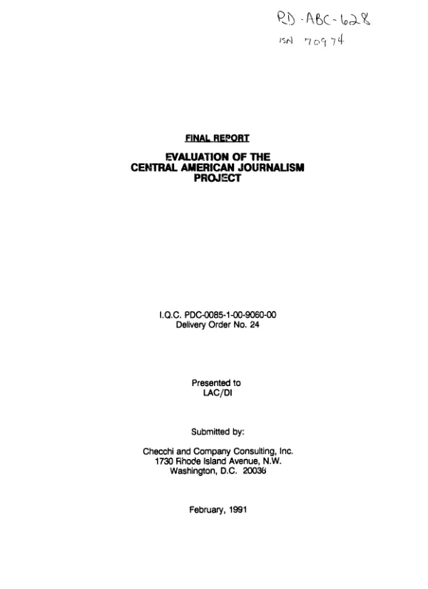Final report : evaluation of the Central American journalism project