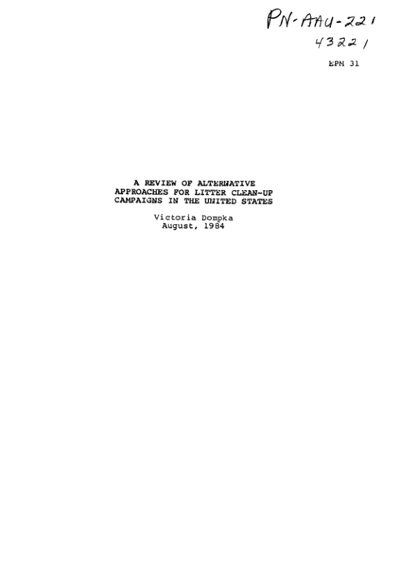 Review of alternative approaches for litter clean - up campaigns in the United States