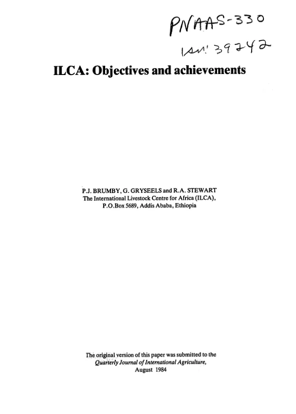 ILCA : objectives and achievements