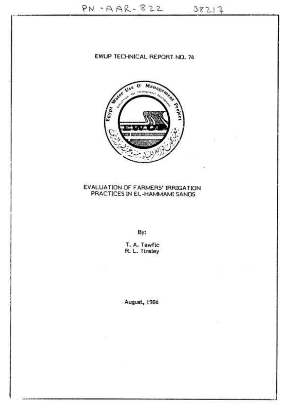 Evaluation of farmers" irrigation practices in El-Hammami sands