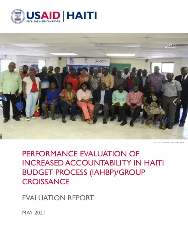 PERFORMANCE EVALUATION OFINCREASED ACCOUNTABILITY IN HAITIBUDGET PROCESS (IAHBP)/GROUPCROISSANCE
