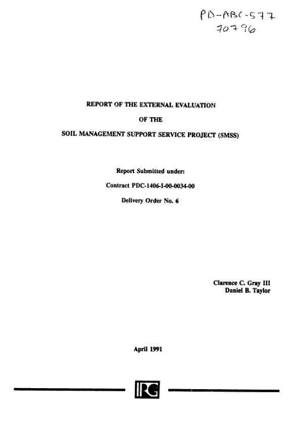Report of the external evaluation of the soil management support service project (SMSS)