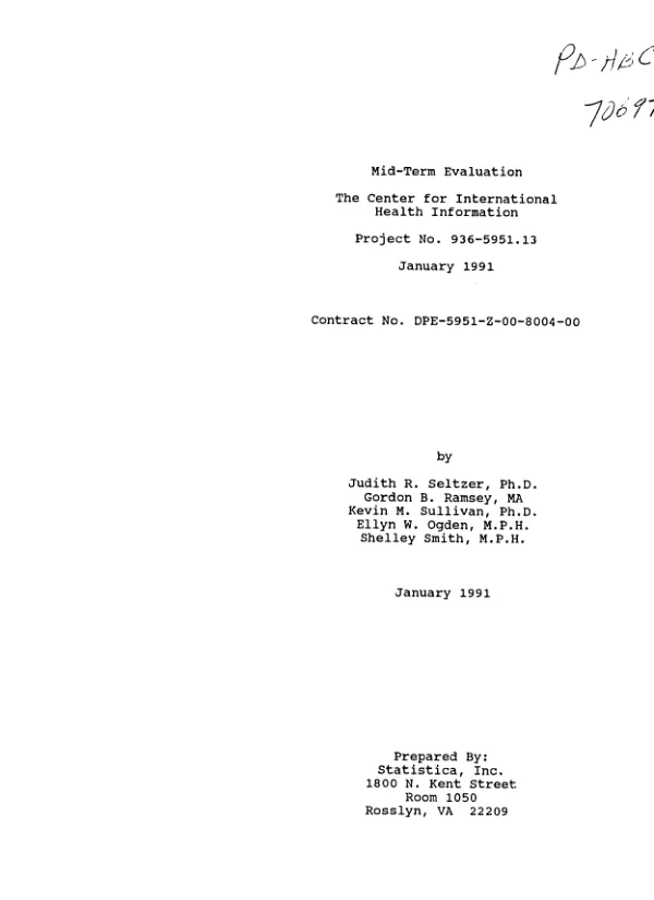 Mid-term evaluation : the Center for International Health Information