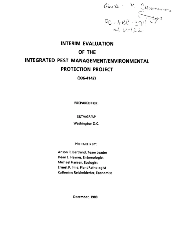 Interim evaluation of the integrated pest management/environmental protection project (0[9]36-4142)
