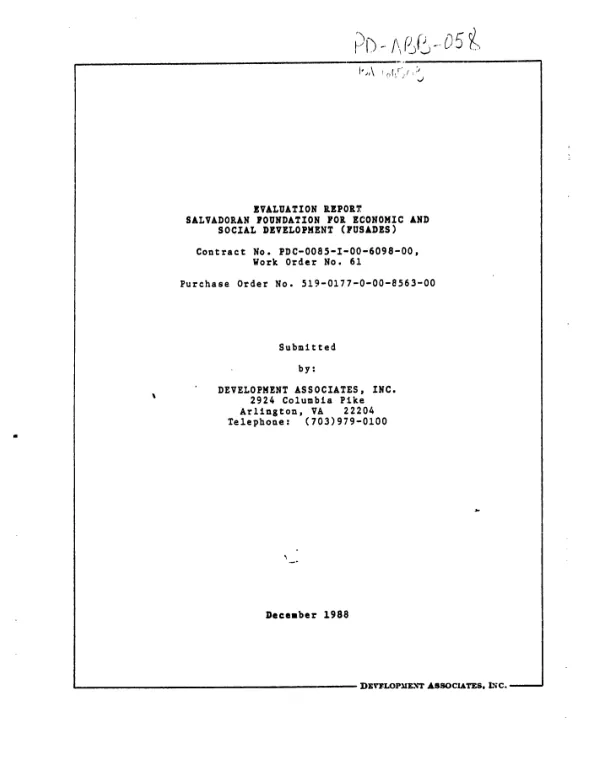 Evaluation report : Salvadoran Foundation for Economic and Social Development (FUSADES)