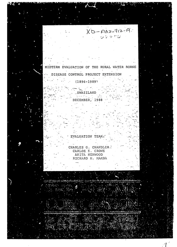 Midterm evaluation of the rural water borne disease control project extension (1986-1989), Swaziland