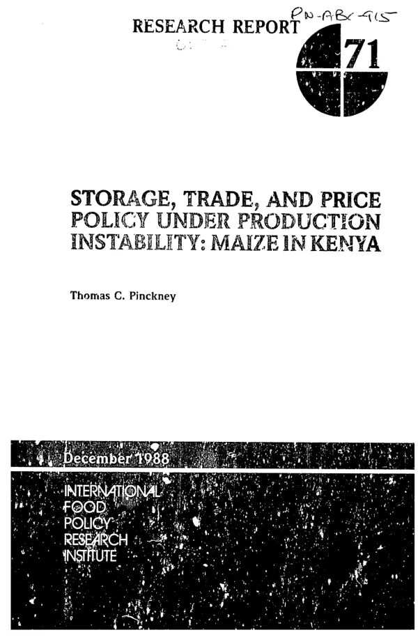 Storage, trade, and price policy under production instability : maize in Kenya