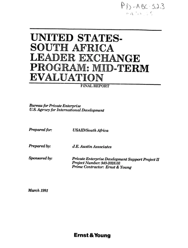 United States - South Africa leader exchange program : mid-term evaluation