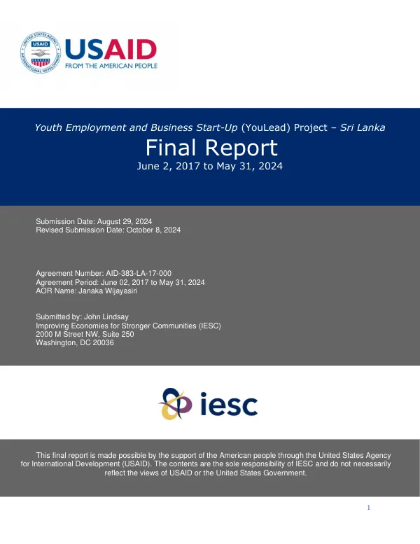 Youth employment and business start-up (YouLead) program : final report