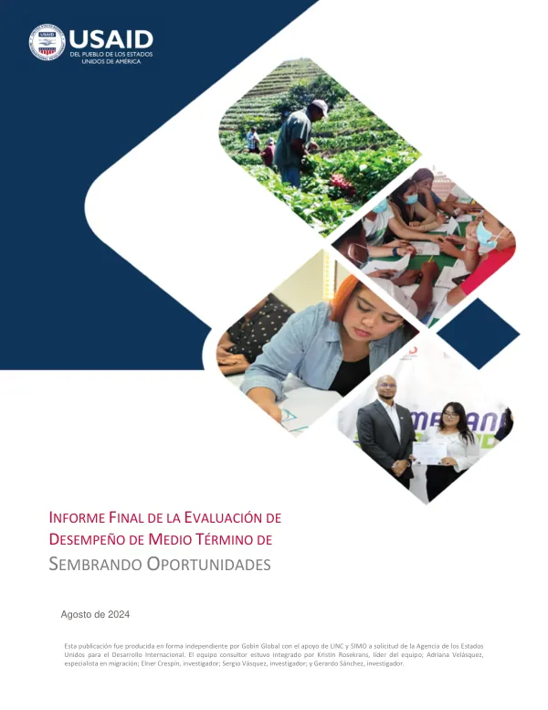 Informe final de la evaluación de desempeño de medio término de sembrando oportunidades