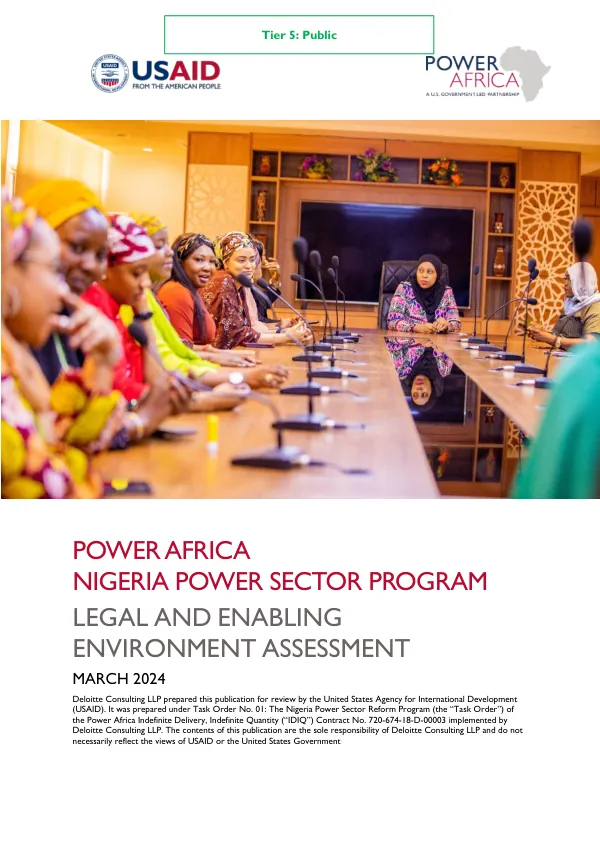 Power Africa Nigeria power sector program : legal and enabling environment assessment (E2E)