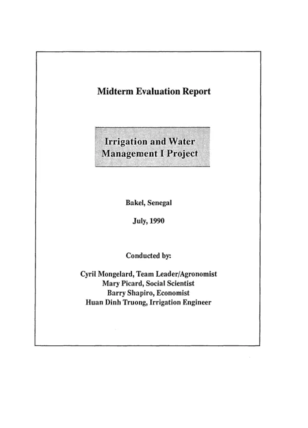 Midterm evaluation report : irrigation and water management I project