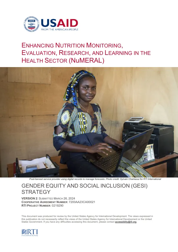Enhancing nutrition monitoring, evaluation, research, and learning in the health sector (NuMERAL) : gender equity and social inclusion (GESI) strategy