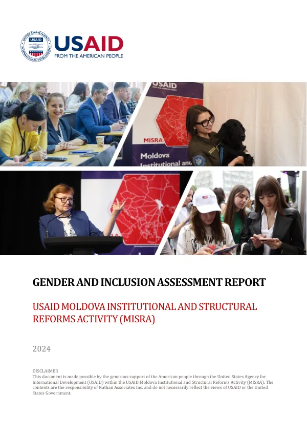 USAID Moldova institutional and structural reforms activity (MISRA) : gender and inclusion assessment report