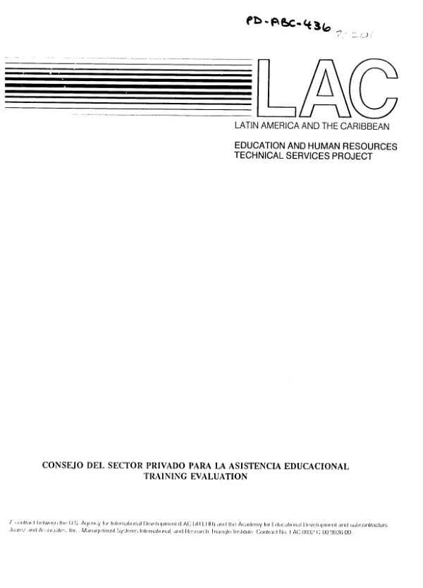 Consejo del Sector Privado para la Asistencia Educacional [COSPAE] training evaluation