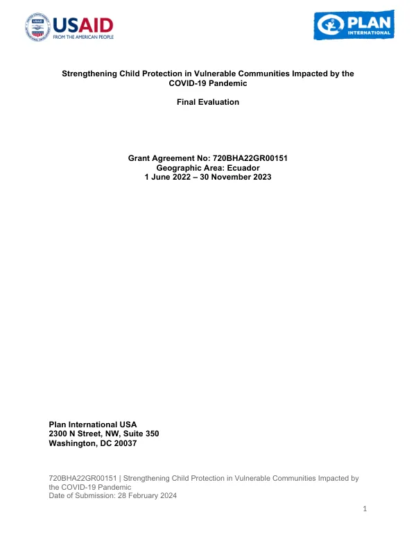 Strengthening child protection in vulnerable communities impacted by the COVID-19 pandemic : final evaluation