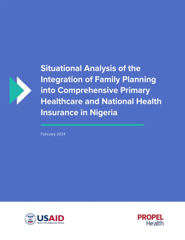 Situational analysis of the integration of family planning into comprehensive primary healthcare and national health insurance in Nigeria