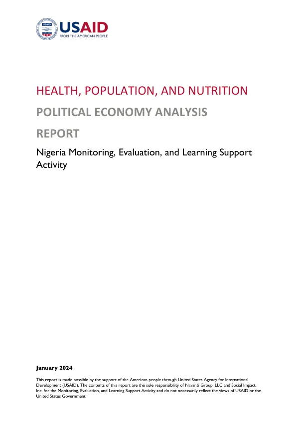 Health, population, and nutrition : political economy analysis report