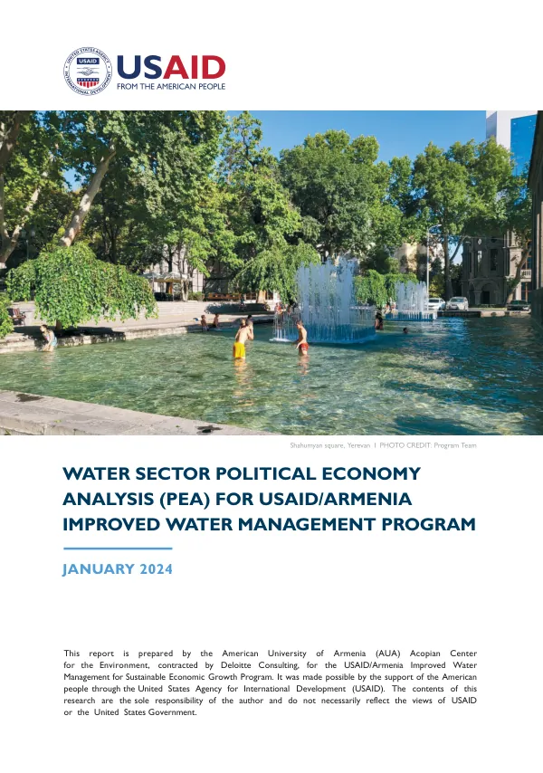 Water sector political economy analysis for USAID/Armenia improved water management program