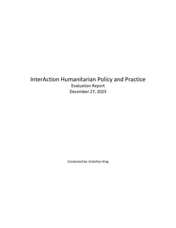 InterAction humanitarian policy and practice : evaluation report