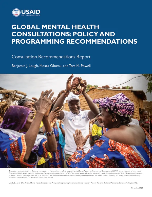 Global mental health consultations : policy and programming recommendations