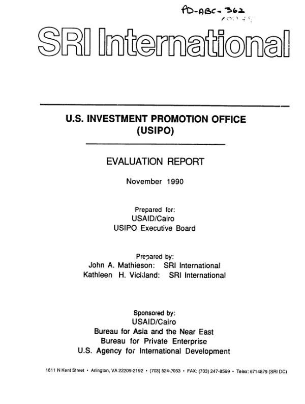 US Investment Promotion Office (USIPO) evaluation report