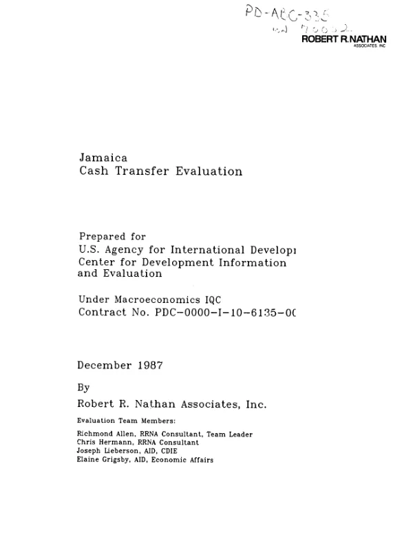 Jamaica : cash transfer evaluation