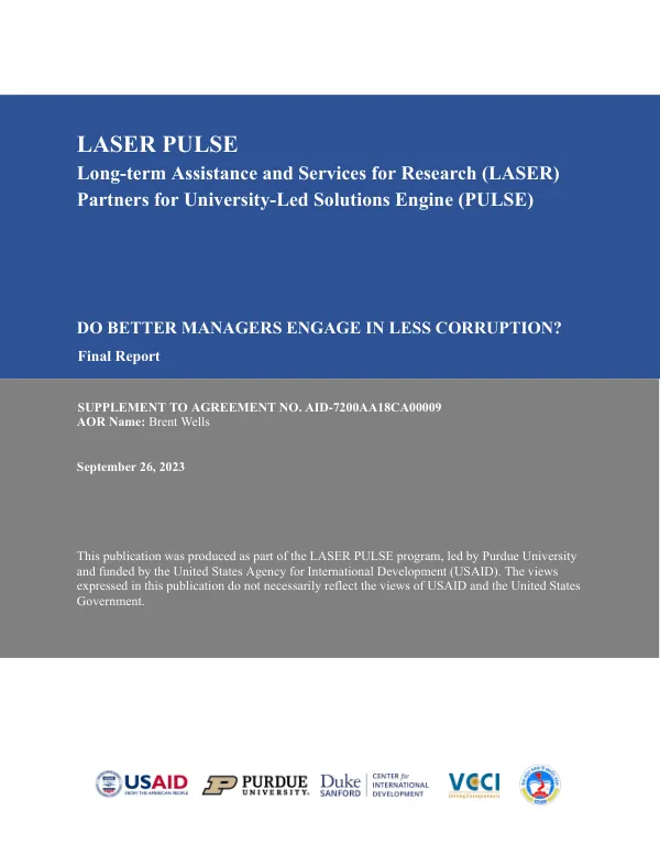 Do better managers engage in less corruption? : final report