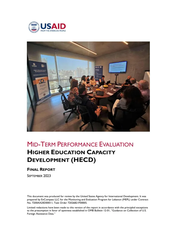 Higher education capacity development (HECD) : mid-term performance evaluation : final report