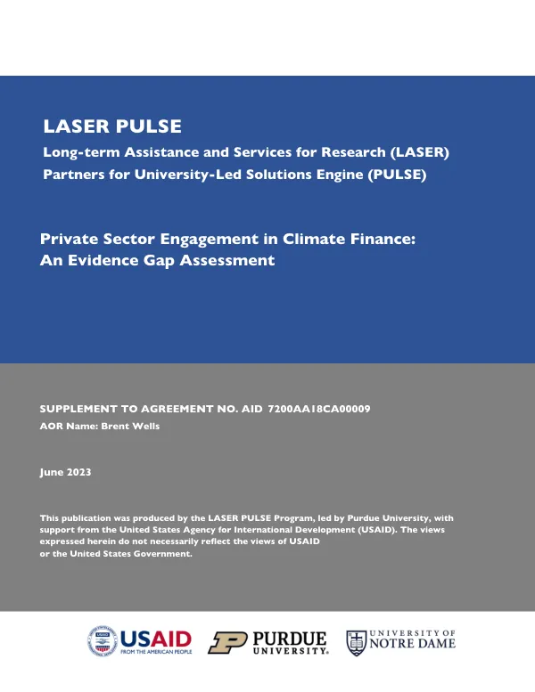 Private sector engagement in climate finance : an evidence gap assessment