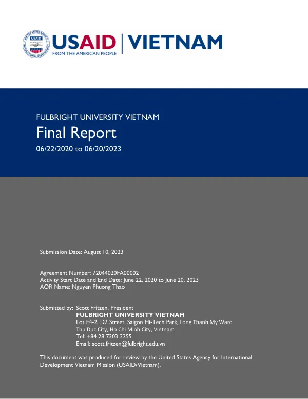 Fulbright University Vietnam : final report : 06/20/2020 to 06/20/2023