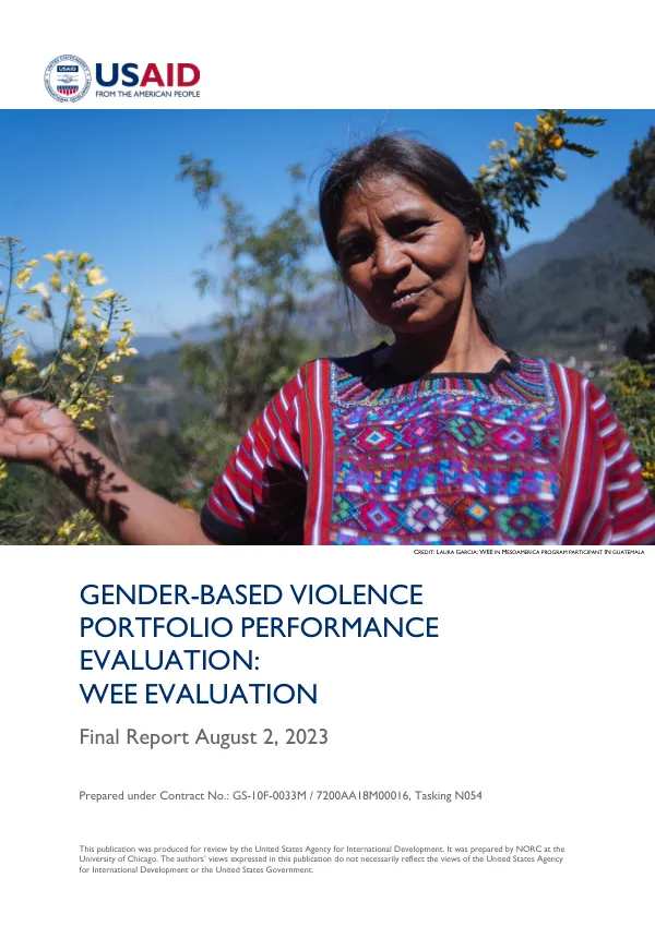 DRG learning, evaluation, and research activity II : gender-based violence portfolio performance evaluation : WEE evaluation