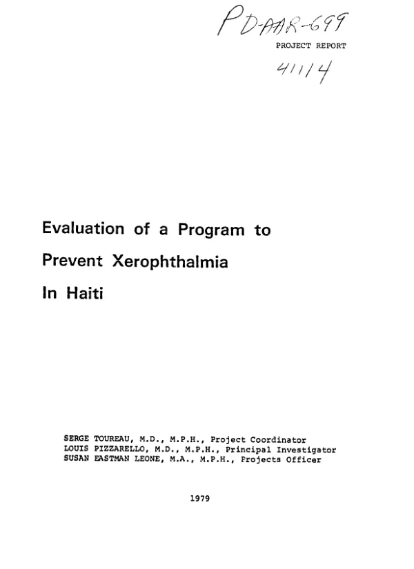 Evaluation of a program to prevent xerophthalmia in Haiti