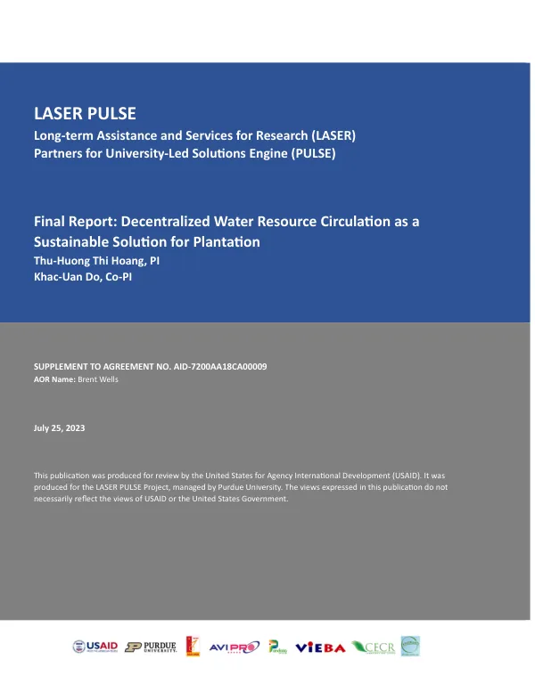 [LASER PULSE] final report : decentralized water resource circulation as a sustainable solution for plantation
