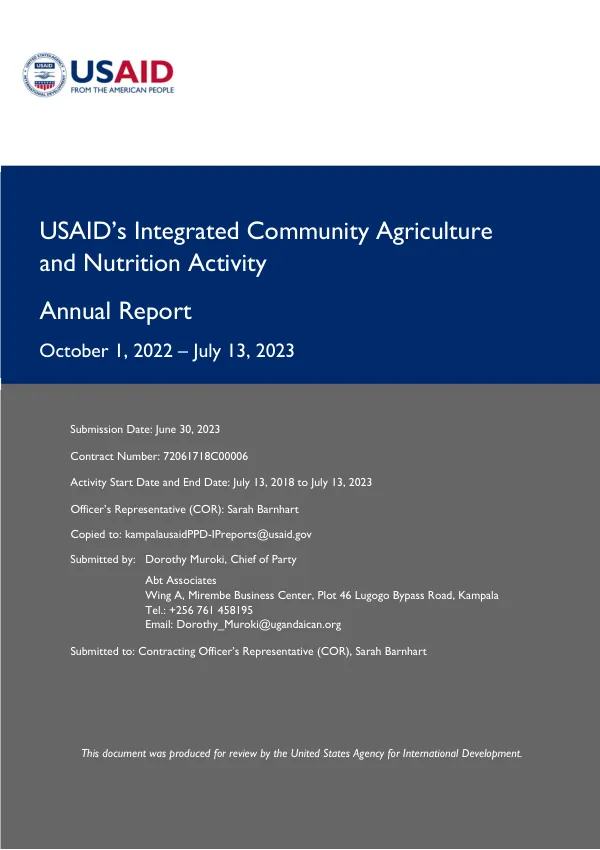 USAID’s integrated community agriculture and nutrition activity annual report, Oct 2022 - July 2023