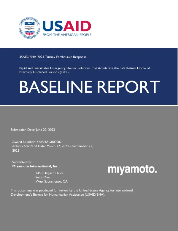Rapid and sustainable emergency shelter solutions that accelerate the safe return home of internally displaced persons (IDPs) : baseline report