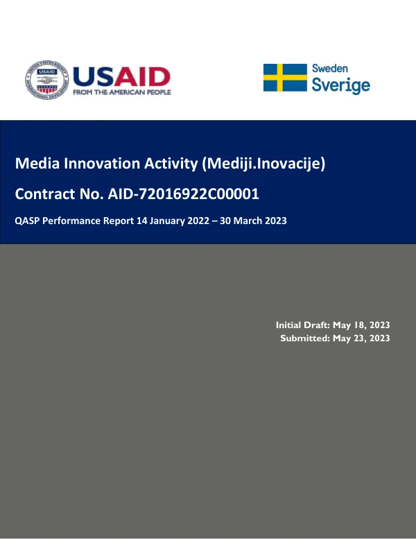 Media innovation activity (Mediji.Inovacije) : QASP performance report