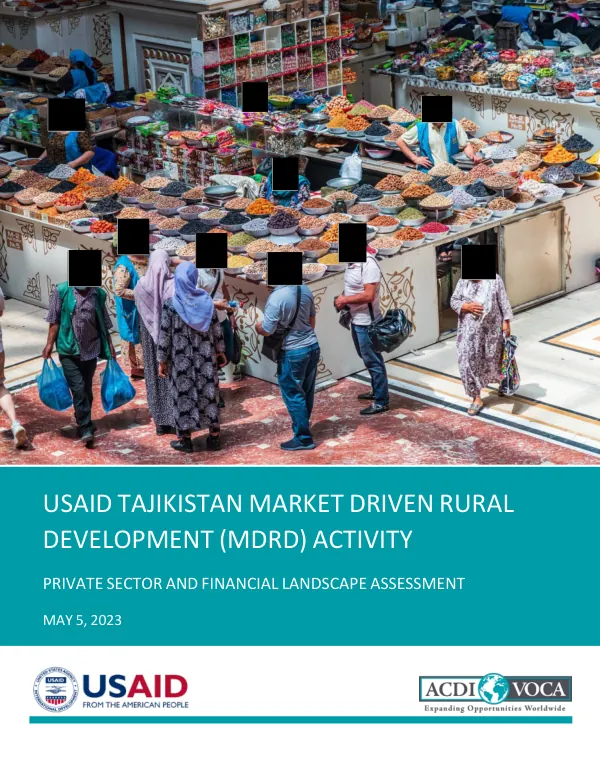 Tajikistan market driven rural development activity private sector and financial landscape assessment