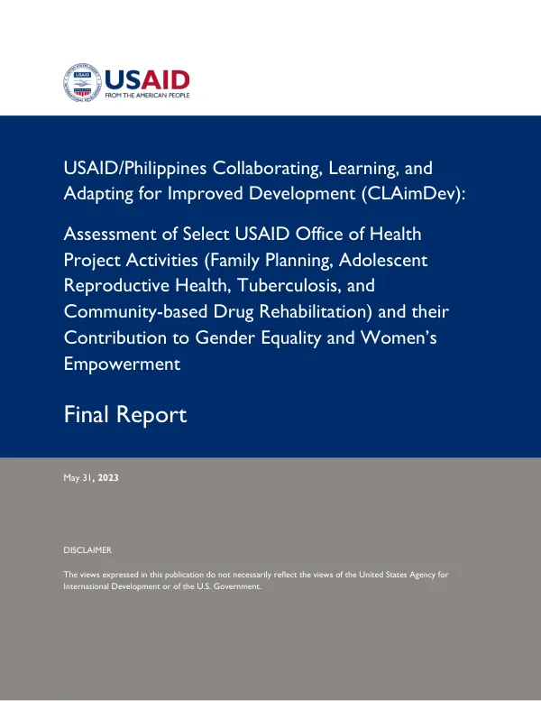 Assessment of gender equality and women’s empowerment in the Philippines
