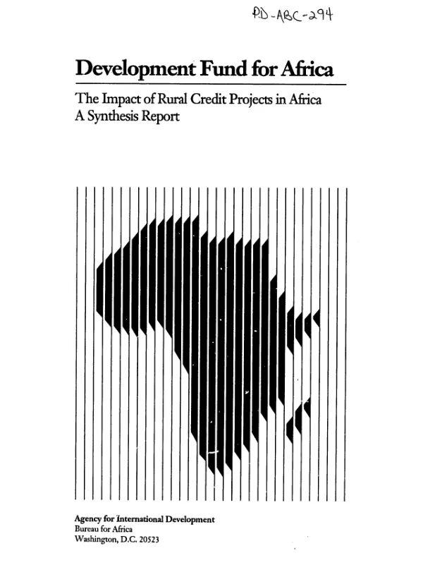 [Development Fund for Africa] -- the impact of rural credit projects in Africa : a synthesis report
