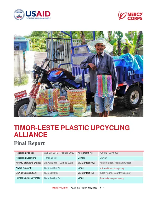 Timor-Leste plastic upcycling alliance : final report