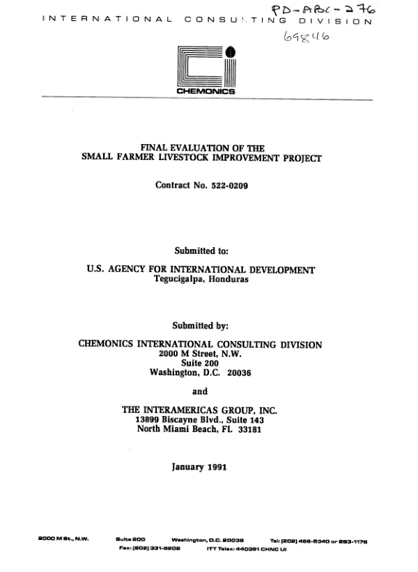 Final evaluation of the small farmer livestock improvement project